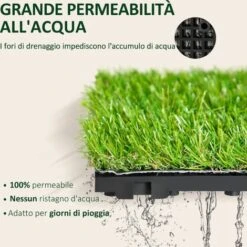 Outsunny Prato Sintetico Per Giardino Set Di 10pz 30x30cm Verde Scuro -Negozio al dettaglio Evergreen 28946027 5