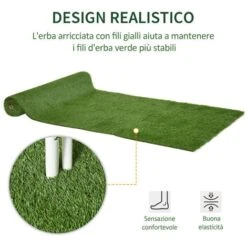 Outsunny Tappeto Erboso Sintetico 4x1m Erba 20mm, Finto Prato Verde Atossico Anti-UV E Drenante Per Giardino E Cortile -Negozio al dettaglio Evergreen 30531128 5