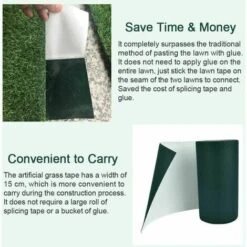 Striscia Per Erba 15cm5m Nastro Antiscivolo Per Cuciture In Erba Artificiale Striscia Autoadesiva Per Cuciture In Erba Presa Forte Per Erba Artificiale Giardino Prato Tappeti Balconi, Verde, 1 Pz ， Fo -Negozio al dettaglio Evergreen 96231661 5