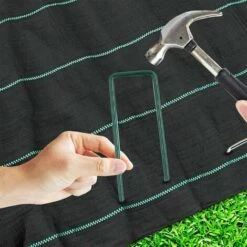 30 Pezzi Picchetti Da Giardino, Picchetti Di Sicurezza In Acciaio Per Giardino Prato E Rete Metallica Da Giardinaggio, Graffette A Forma Di U Zincate A Caldo Antiruggine (Lunghezza 150 Mm, Larghezza 3 -Negozio al dettaglio Evergreen 98121710 3